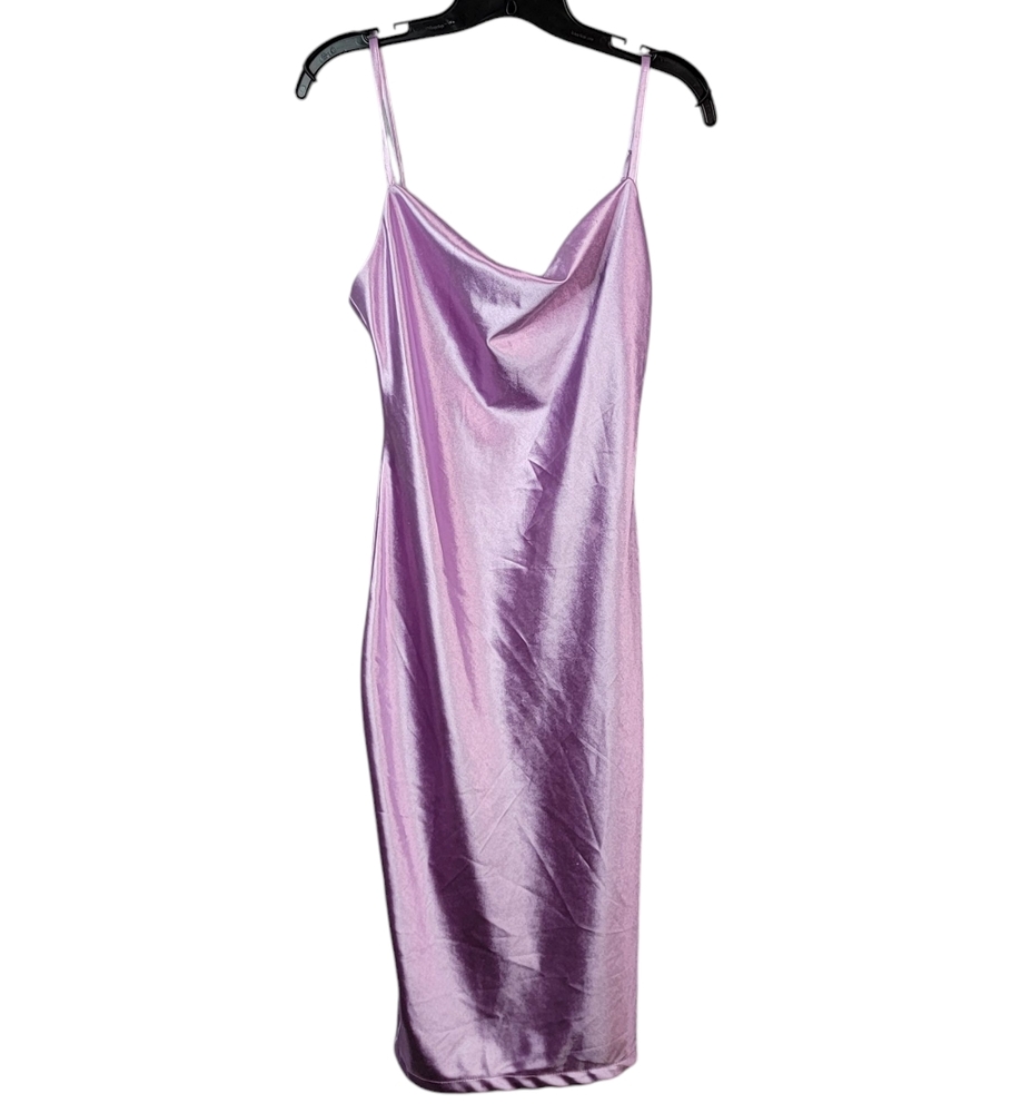 XXXITICAT Satin Feel  Shein Purple Y2K Vibes Cowl Neck Slip Midi Dress